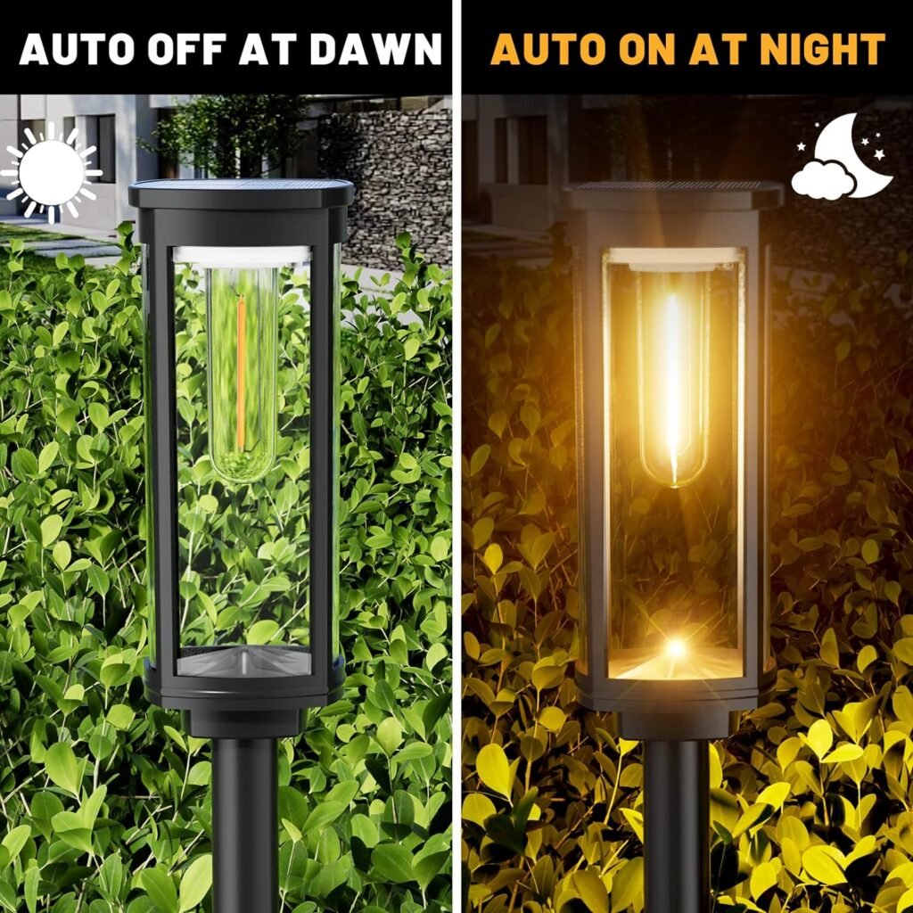 BITPOTT Solar Pathway Lights Bright, 8 Pack Outdoor Garden Landscape Lights Solar Powered Auto On/Off,Long Lasting Solar Yard Lights for Lawn Patio Walkway Driveway Decor