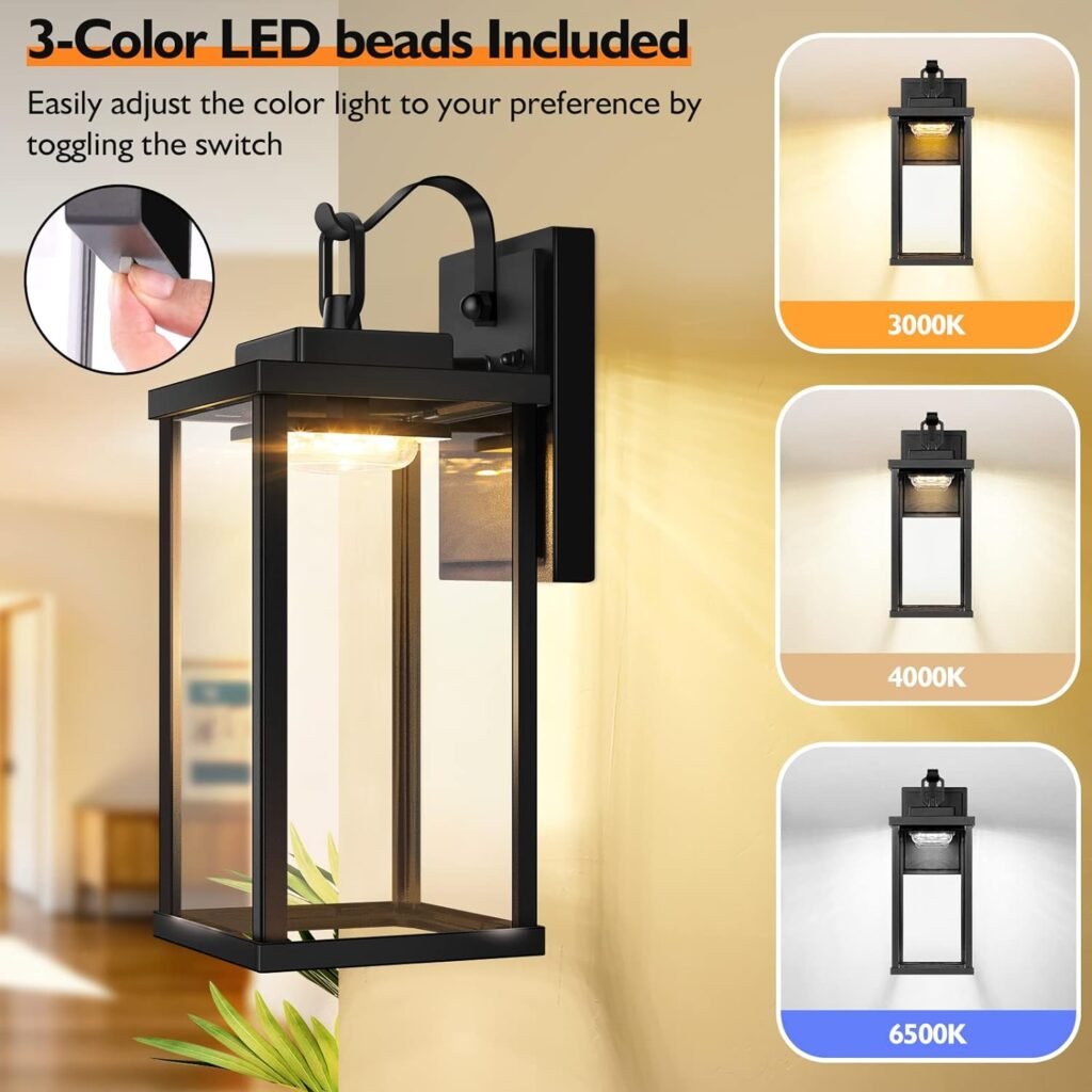 Outdoor Wall Lights - 2-Pack Black Wall Sconces, Farmhouse Barn Lights, Modern Indoor Wall Mount Lighting Fixtures with E26 Socket, Anti-Rust Waterproof Exterior Wall Lantern for Patio Porch Doorway