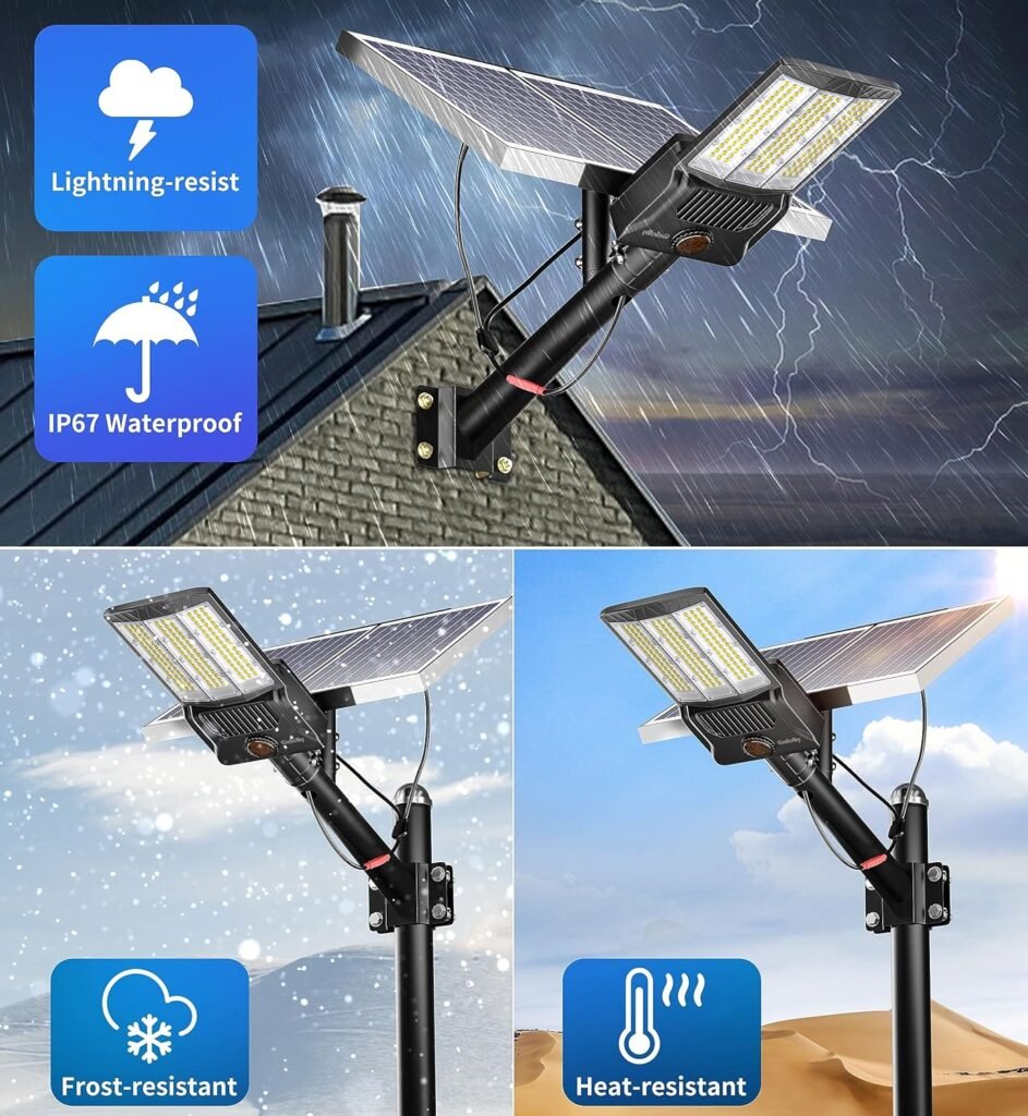 Gefolly 2800W Solar Street Light Outdoor, Wide Angle 298000LM Commercial Parking Lot Light Dusk to Dawn 6500K Solar Flood Light IP67 Solar Lamp