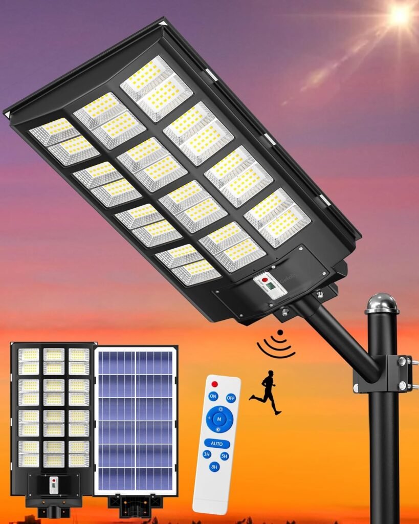 Gefolly 2800W Solar Street Light Outdoor, Wide Angle 298000LM Commercial Parking Lot Light Dusk to Dawn 6500K Solar Flood Light IP67 Solar Lamp