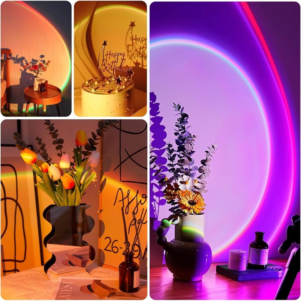 Sunset Lamp Projector Multicolor Changing LED Projection Lamp,Switch Button and APP Control 360 Degree Rotation Sunlight Lamp for Bedroom, Photography, Party, Tiktok Live, Room Decor