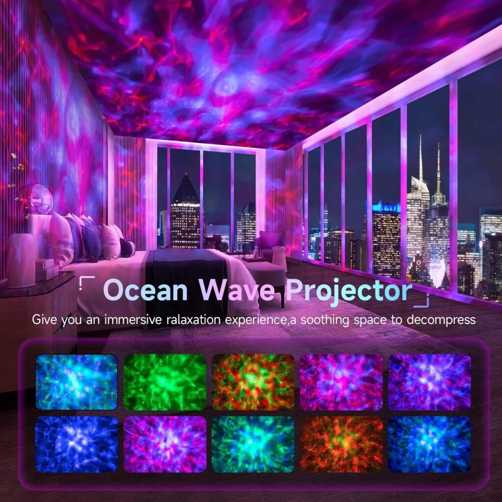 ONEFIRE Galaxy Projector, White Noise Night Light Projector for Bedroom, Bluetooth Music Ceiling Projector Room Lights, Remote Timer Galaxy Light Skyligh,Star Lights Projector for Kids Teen Girl Gifts