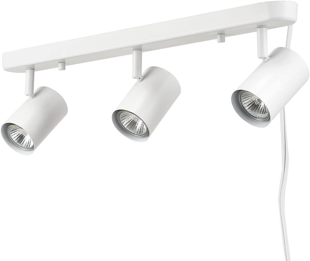 Globe Electric 60024 22 3-Light Plug-in Track Lighting, Matte White, 15 Foot Cord, in-Line On/Off Rocker Switch, Kitchen, Bathroom, Home Essentials, Ceiling Light, Dorm, Dining Room, Hallway