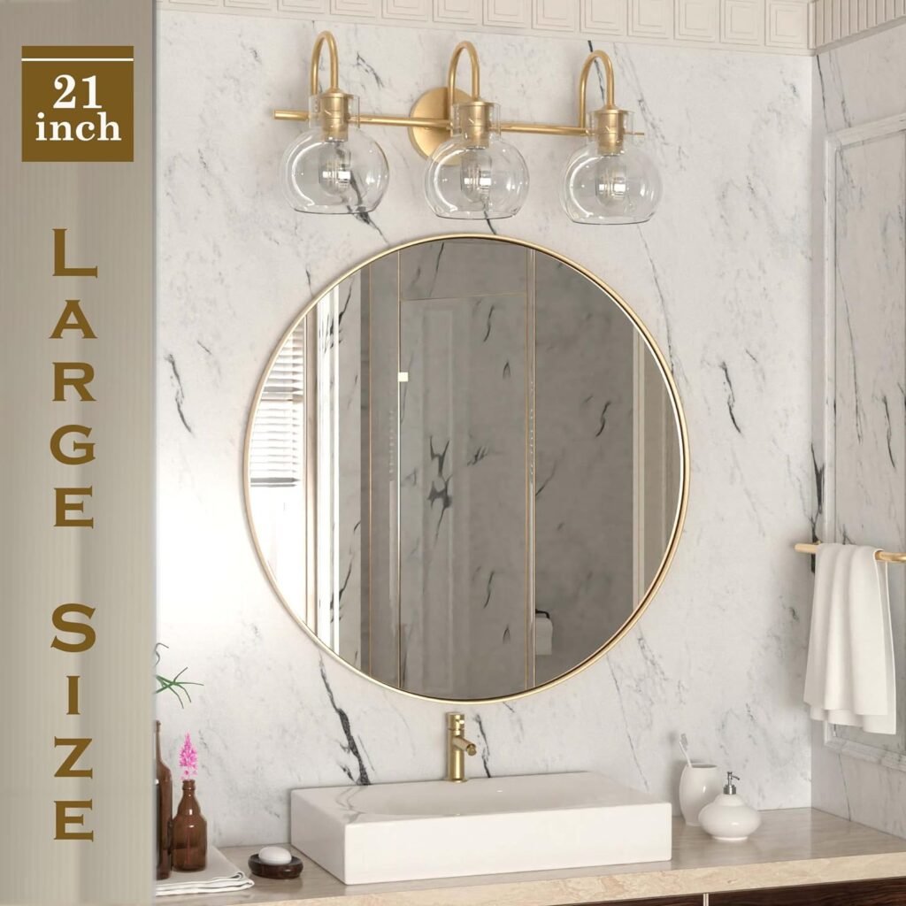 PAIHOME Gold Bathroom Vanity Light, Gold Vanity Light 3 Light Gold Bathroom Light Fixtures Brushed Gold Vanity Lighting for Bathroom 22Inch Bathroom Light Over Mirror, Gold Wall Sconce for Farmhouse